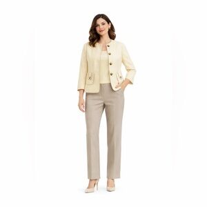 Elegant Cream Women's Jacket and Pantsuit